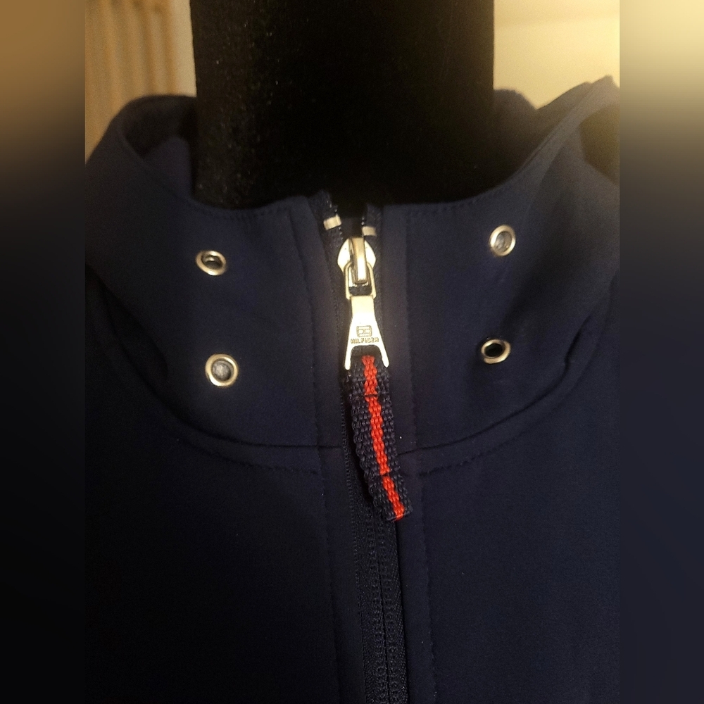 Tommy Hilfiger Coat Women's Size Large Navy Blue Iconic Soft Shell Hooded Jacket - Picture 7 of 11